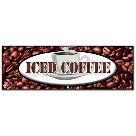 Signmission ICED COFFEE BANNER SIGN fresh brewed cold ice latte mocha frappe java B-72 Iced Coffee